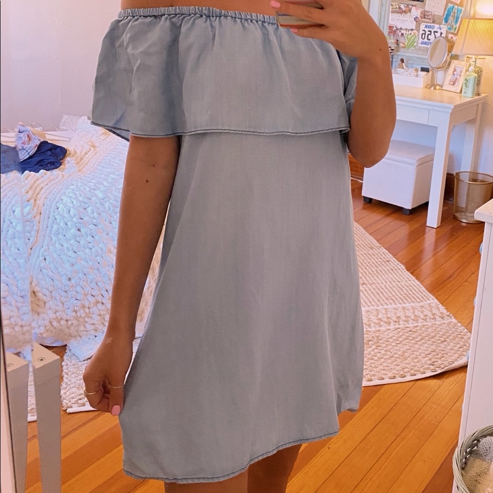 BB Dakota Blue Denim Off The Shoulder Sun Dress